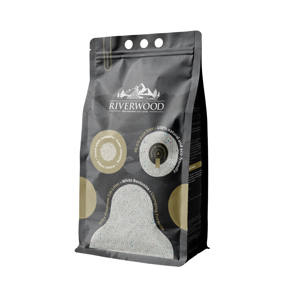 Arena aglomerante de bentonita para gatos | Sin polvo | 12 kg | Sin perfume / Natural