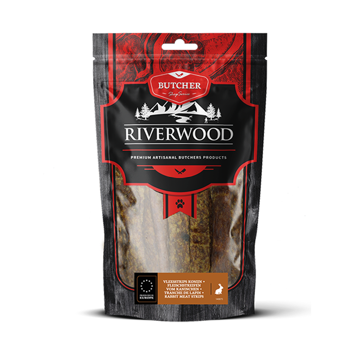 Hundesnacks mit Fleisch | getrocknete Snacks | Fleischstreifen Kaninchen | 150 Gramm