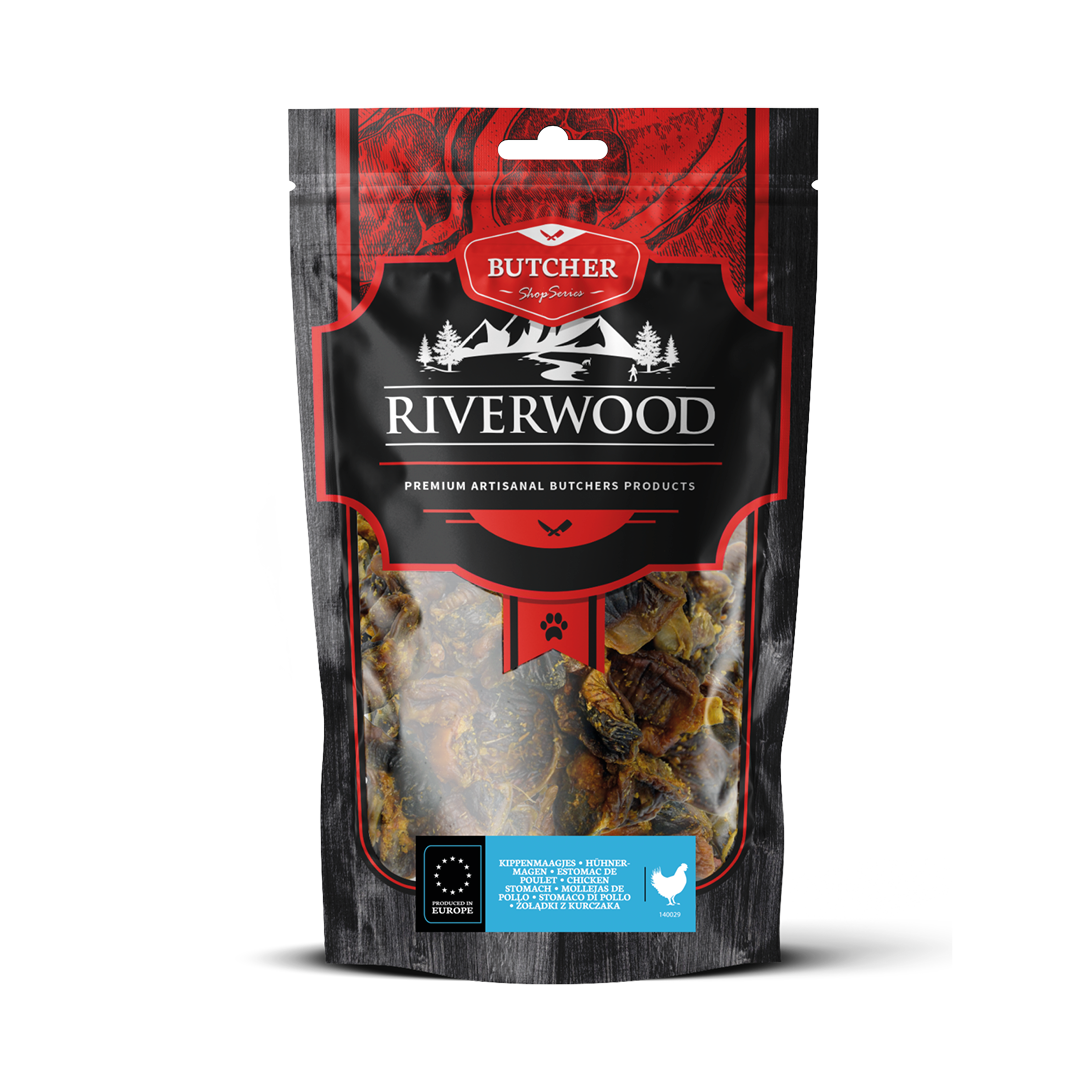 Hundesnacks mit Fleisch | getrocknete Snacks | Hühnermägen | 150 Gramm