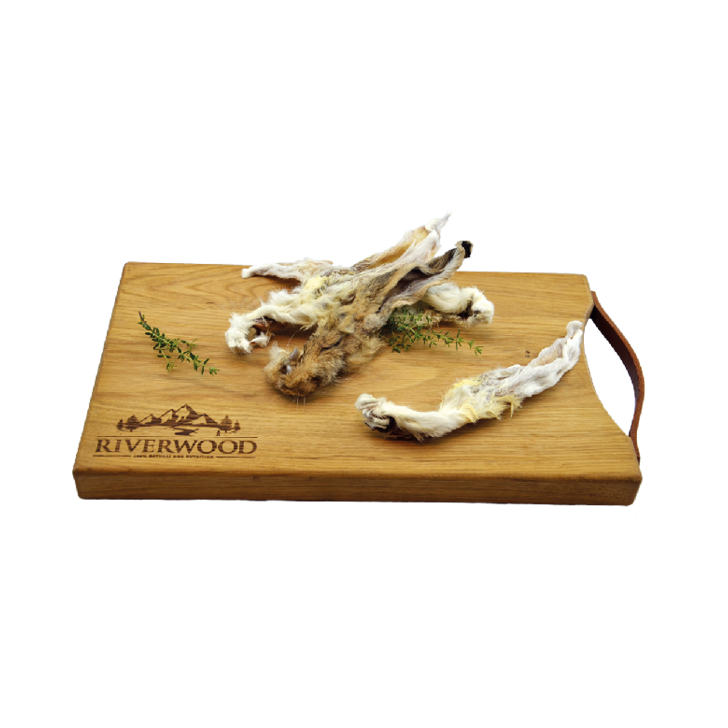 Kausnacks mit Fleisch | getrocknete Hundesnacks | Kaninchenohren mit Fell | 100 Gramm