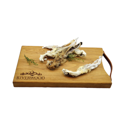 Kausnacks mit Fleisch | getrocknete Hundesnacks | Kaninchenohren mit Fell | 100 Gramm