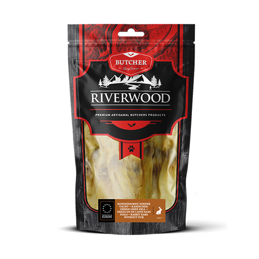 Kauwsnacks met vlees | gedroogde hondensnacks | Konijnenoren zonder vacht | 100 gram