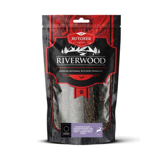 Hundesnacks mit Fleisch | getrocknete Snacks | Fleischstreifen Hirsch | 150 Gramm