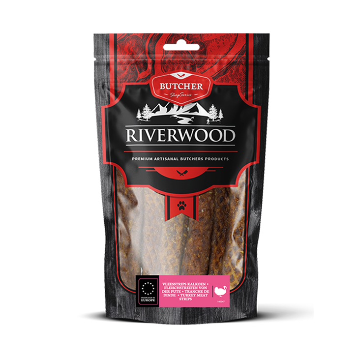 Hundesnacks mit Fleisch | getrocknete Snacks | Fleischstreifen Pute | 150 Gramm