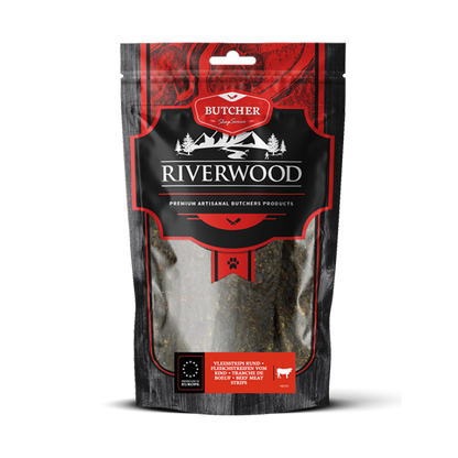 Hundesnacks mit Fleisch | getrocknete Snacks | Fleischstreifen Rind | 150 Gramm