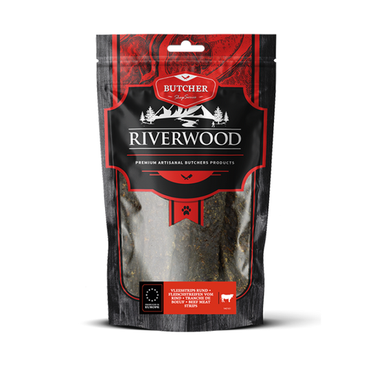 Hundesnacks mit Fleisch | getrocknete Snacks | Fleischstreifen Rind | 150 Gramm