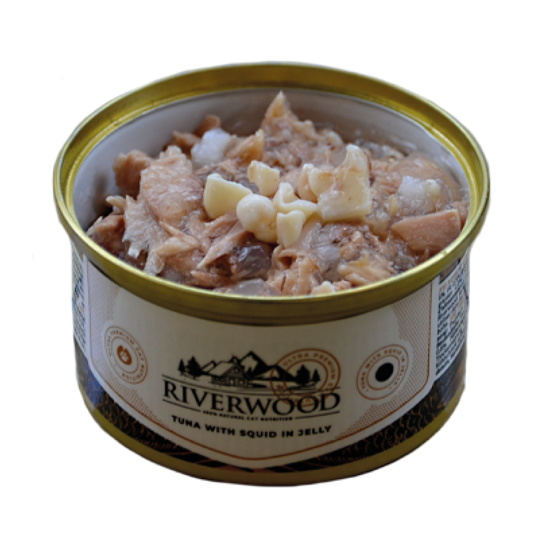 Comida húmeda para gatos con pescado | Atún con calamar | 85 gramos | Caviar para gatos