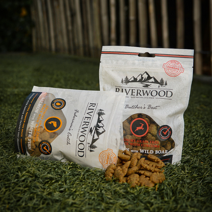 Snacks para perros con pescado | snacks de recompensa | Fisherman's Catch - Salmón y pescado blanco | 200 gramos