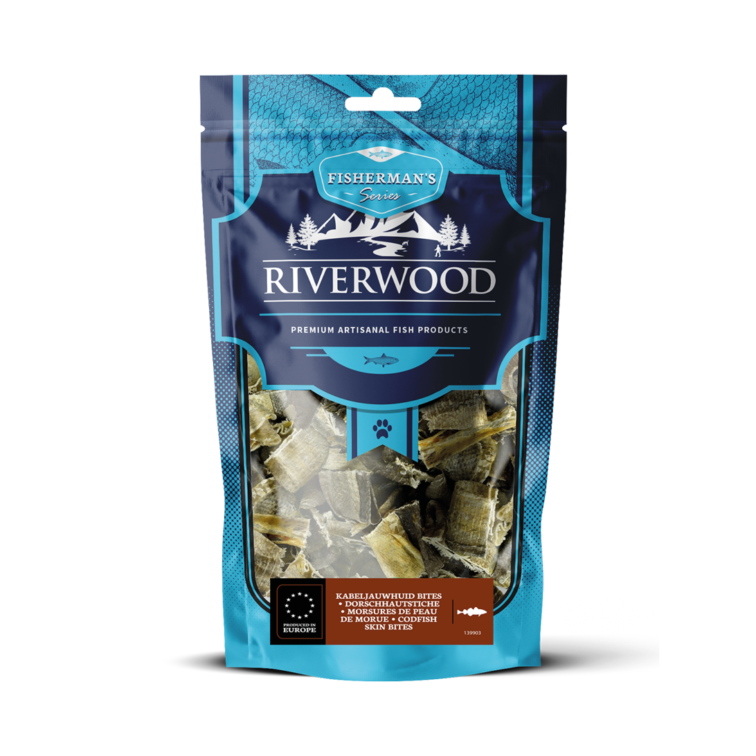 Chew snacks with fish | dried dog snacks | Cod skin bites | 100 grams