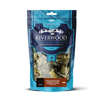 Chew snacks with fish | dried dog snacks | Cod skin bites | 100 grams
