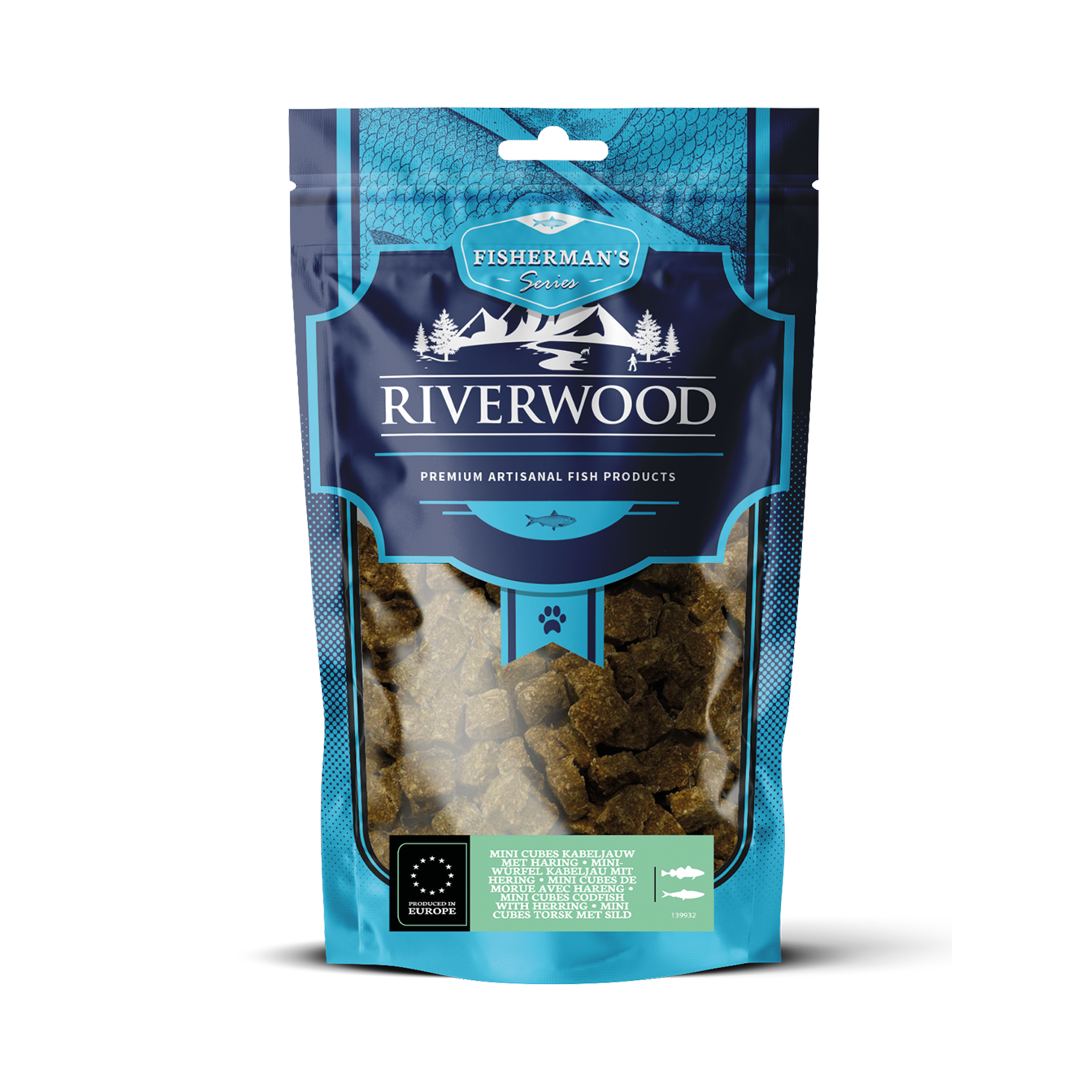 Dog snacks with fish | reward snacks | Mini Cubes Cod with Herring | 125 grams