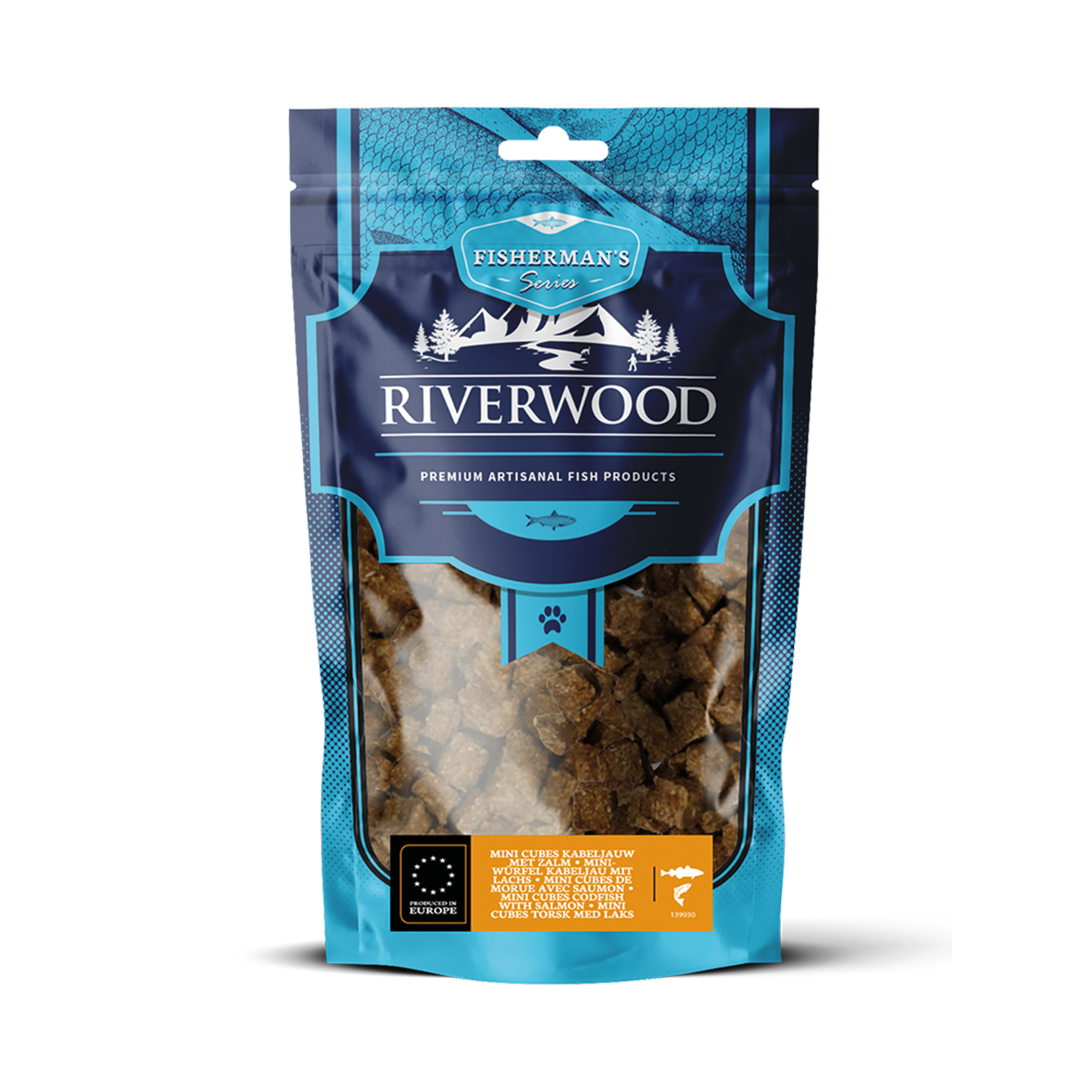 Dog snacks with fish | reward snacks | Mini Cubes Cod with Salmon | 125 grams