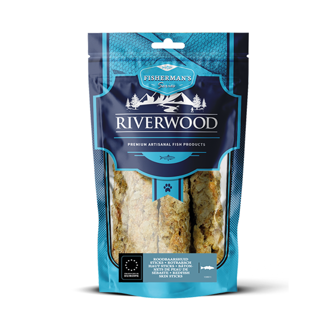 Kauwsnacks met vis | gedroogde hondensnacks | Roodbaarshuid sticks | 200 gram
