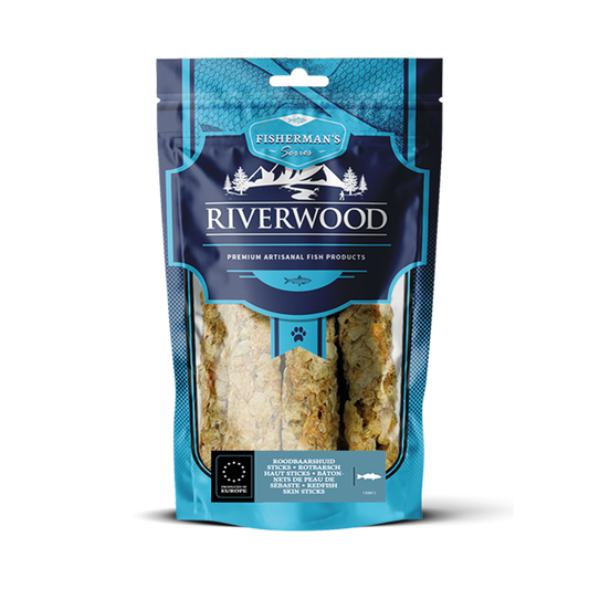 Kauwsnacks met vis | gedroogde hondensnacks | Roodbaarshuid sticks | 200 gram