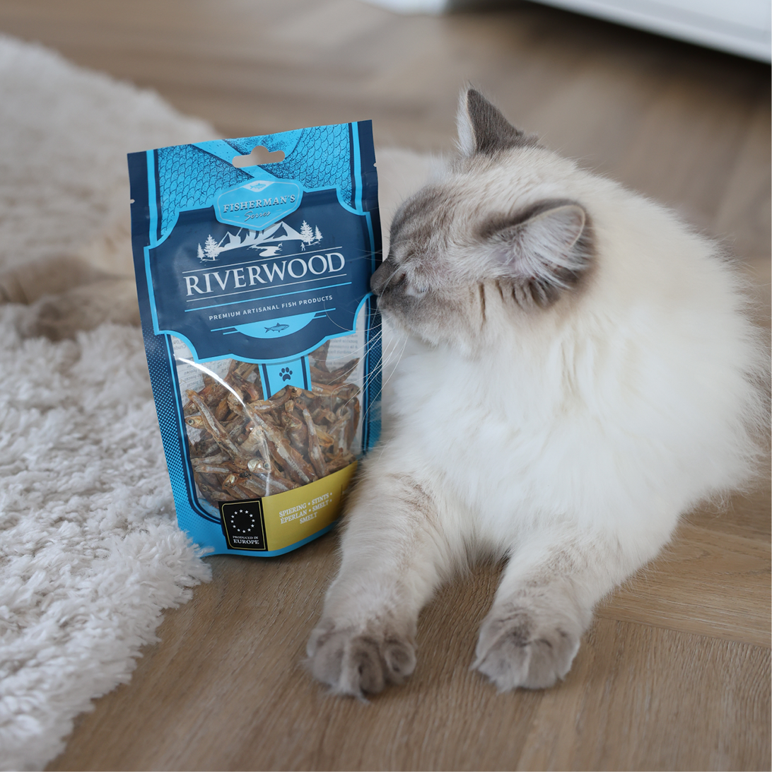 Snacks masticables con pescado | snacks secos para perros y gatos | Eperlano | 60 gramos