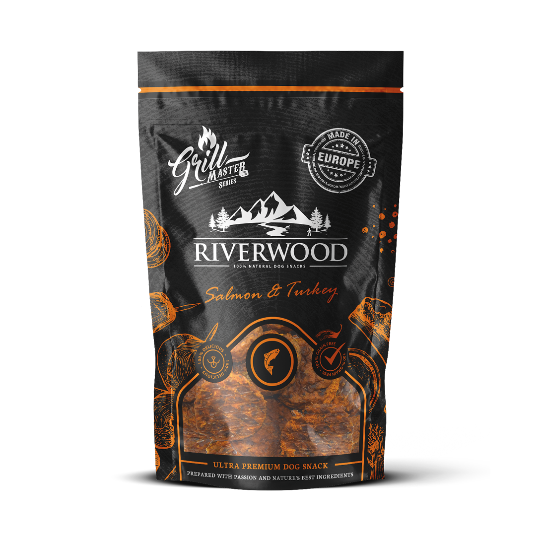 Snacks para perros con pescado y carne | snacks de recompensa | Grillmaster Salmón y Pavo | 100 gramos