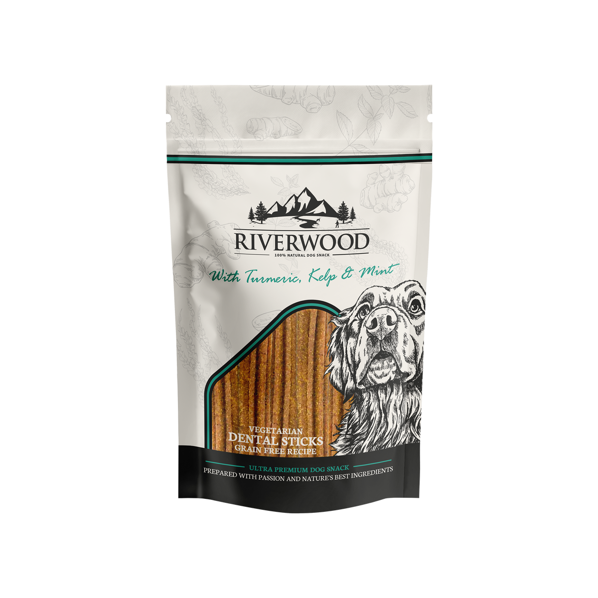 Dental sticks voor honden | Kurkuma, Kelp & Munt | 250 gram