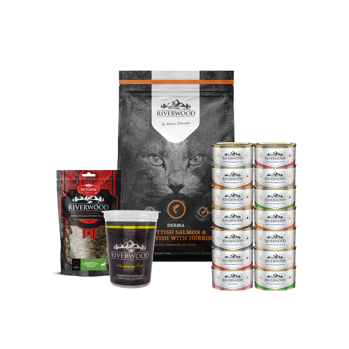 Comida para gatos con pescado | Pack de alimentación Derma XXL